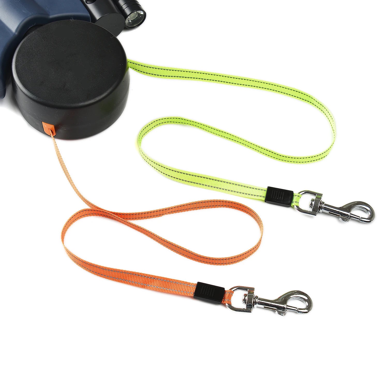 3M Reflective Retractable Dog Leash - Tangle-Free Dual Lead with 360° Swivel and Built-in Lights