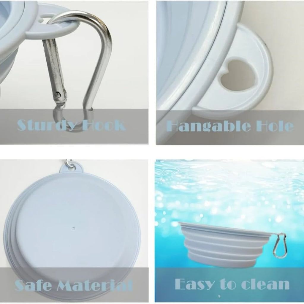 Portable 2Pcs Collapsible Pet Silicone Dog Food Water Bowl