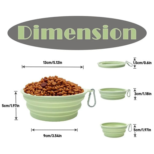 Portable 2Pcs Collapsible Pet Silicone Dog Food Water Bowl