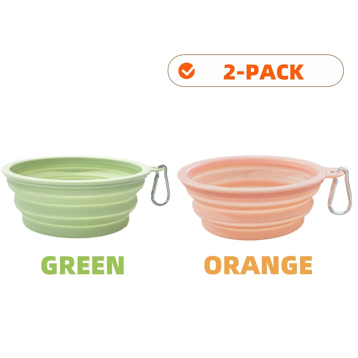 Portable 2Pcs Collapsible Pet Silicone Dog Food Water Bowl