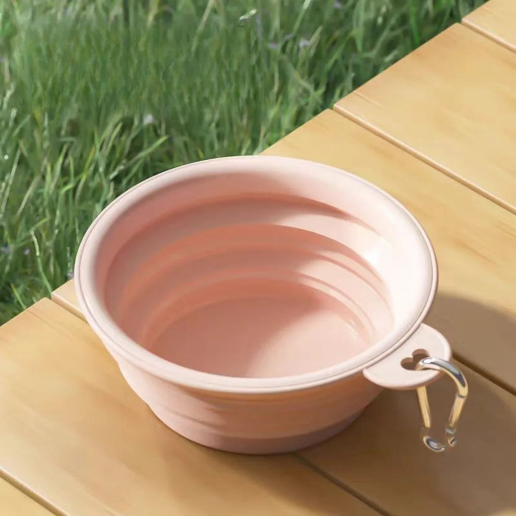 Portable 2Pcs Collapsible Pet Silicone Dog Food Water Bowl