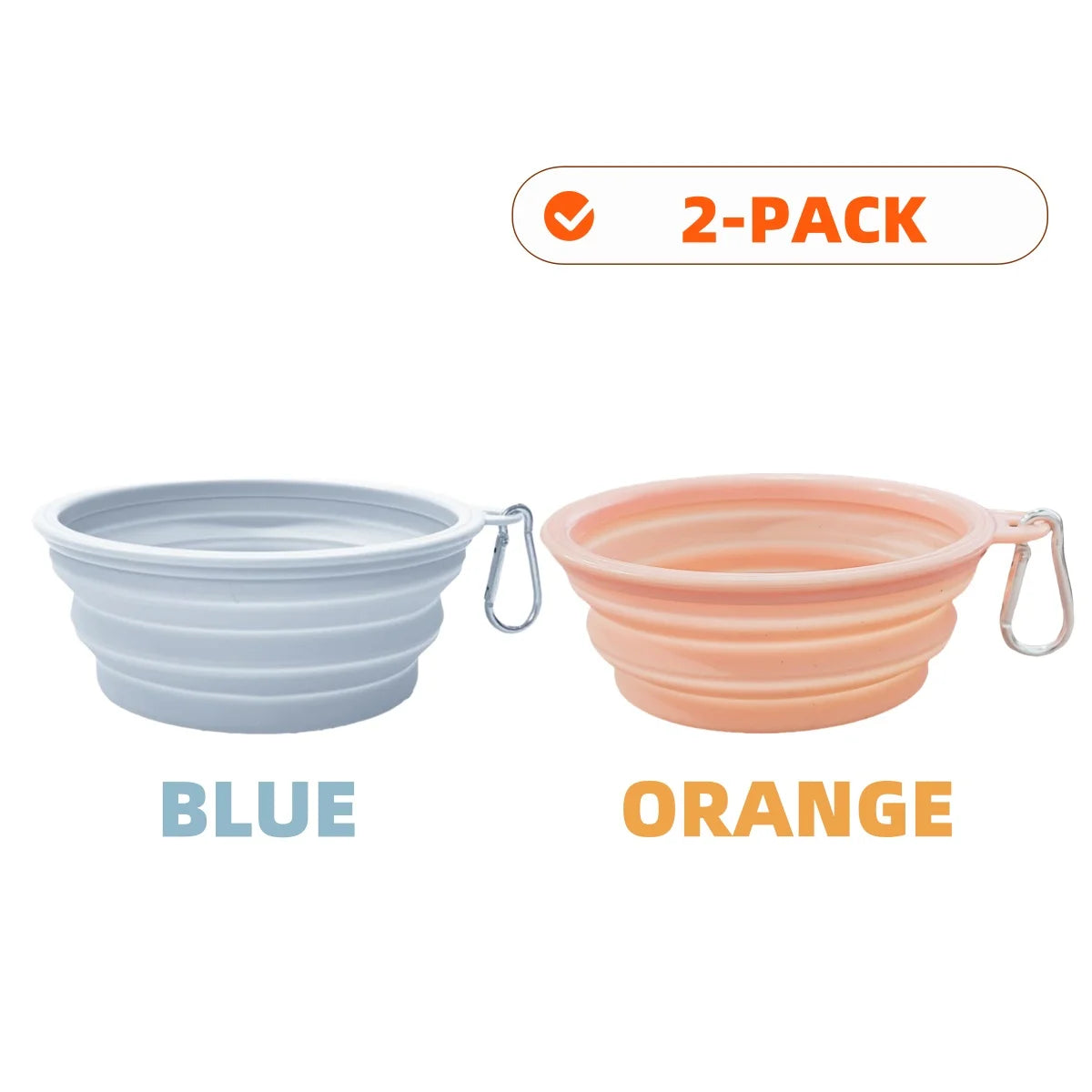 Portable 2Pcs Collapsible Pet Silicone Dog Food Water Bowl